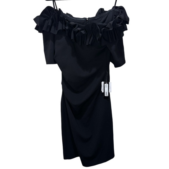 Xscape Off-the-Shoulder Ruffle Neck Short Sleeve Stretch Scuba Crepe Dress - Picture 5 of 8